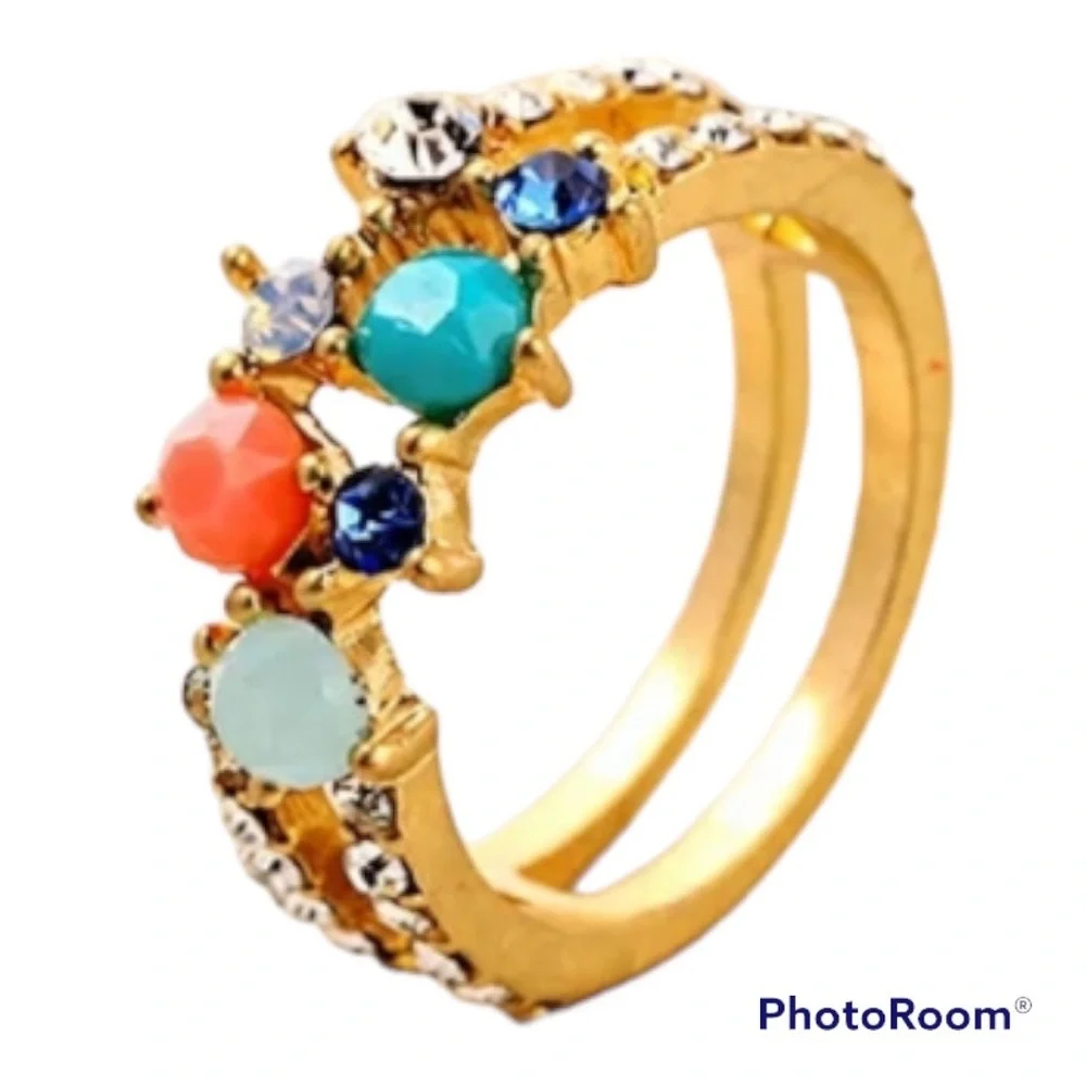Multicolor stones and crystals ring - Picture 5 of 11